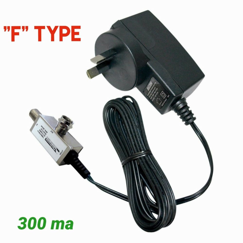 tv antenna booster power supply Matchmaster  quality 14v 300ma f type metal case