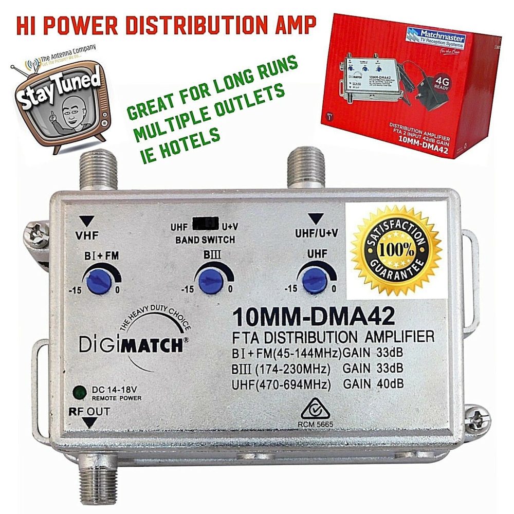 booster distribution amplifier big kahuna uhf vhf digital 10mm dma42 matchmaster