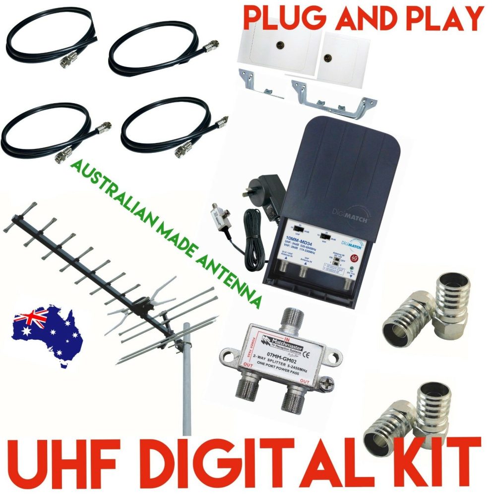 DIGITAL TV Antenna kit 2 WAY "4G" HD SYSTEM PLUG AND PLAY WITH BOOSTER
