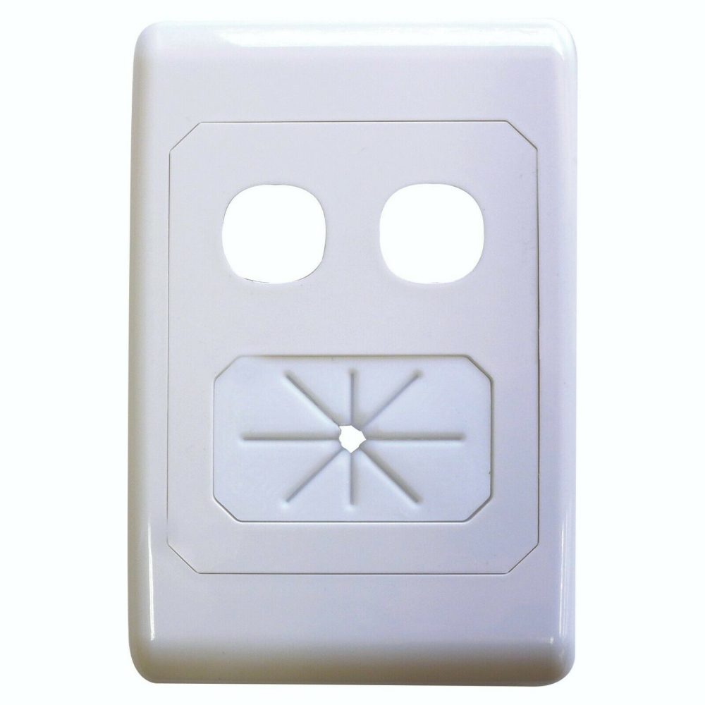 TV ANTENNA  wall plate av dual hole with cable tidy 05mm wp62 matchmaster supurb