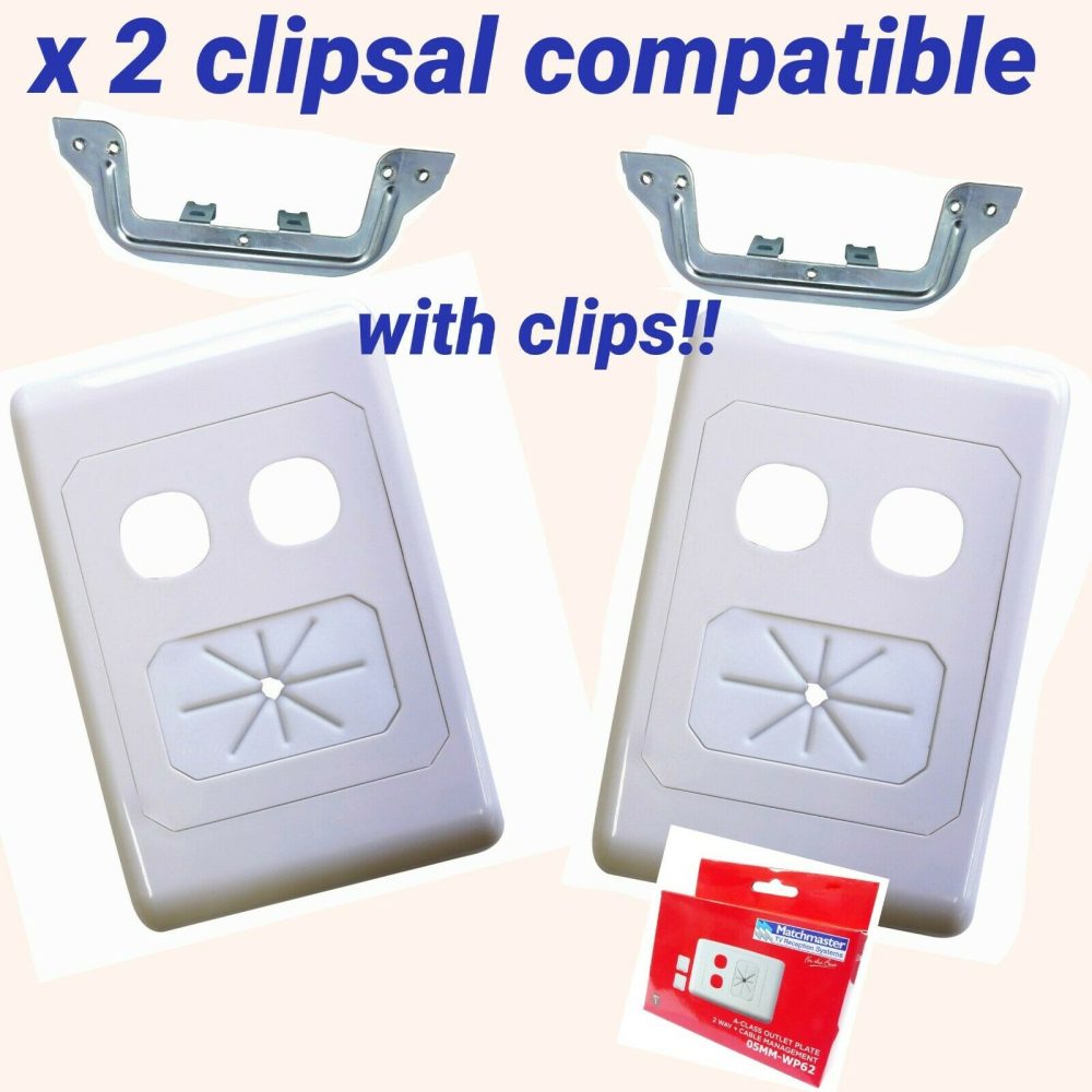 TV ANTENNA  wall plate av dual hole with cable tidy 05mm wp62 matchmaster x2