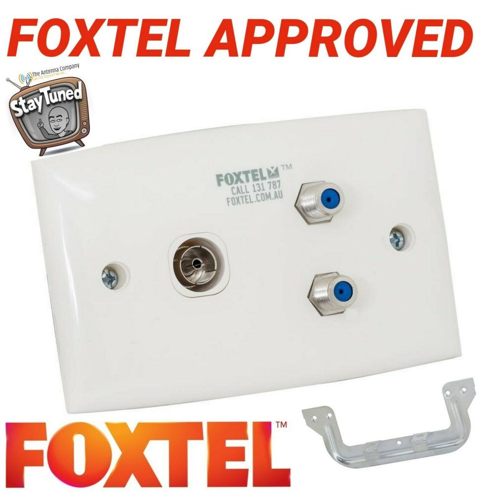 TV outlet wall plate foxtel dual f 3 ghz & pal with wall clip HDTV approved DIY