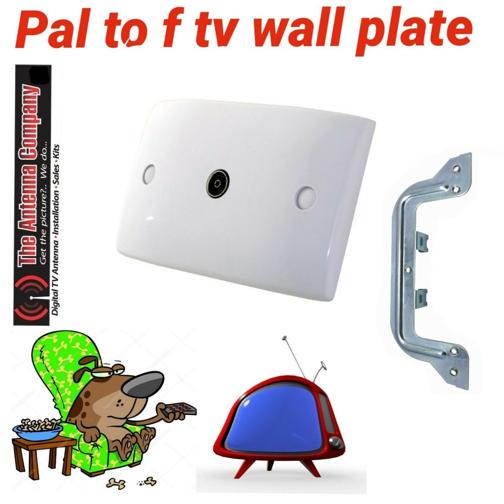 Wall Plate PAL to F-Type Socket Outlet for TV Antenna Aerial Coax Lead Cable DTV