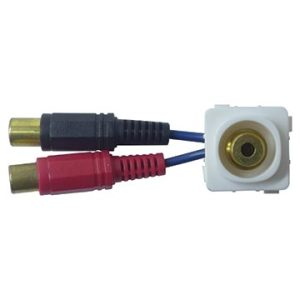 3.5mm Stereo Socket Wall Plate to 2 Female RCA Tails (4 Pack)