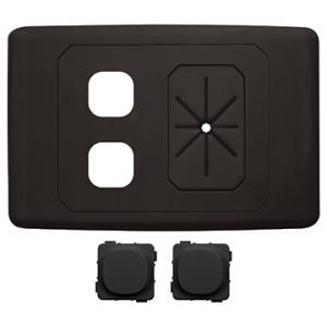 2 Gang Outlet Plate with Cable Management (Black)