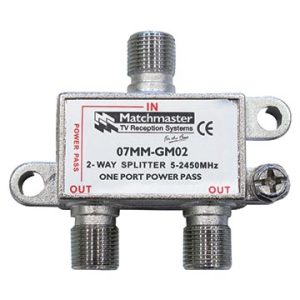 2 Way 'F' Type Splitter 5-2450MHz AC/DC Power Pass