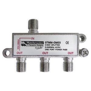 3 Way 'F' Type Splitter 5-2450MHz AC/DC Power Pass