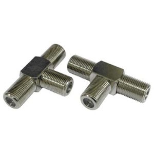 T Piece 3 Way 'F' Type Female Adaptor (5 Pack)