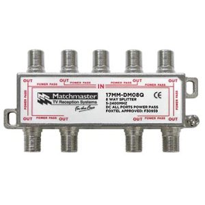 8 Way Splitter 'F' Type 5-2400MHz Power Pass All Ports